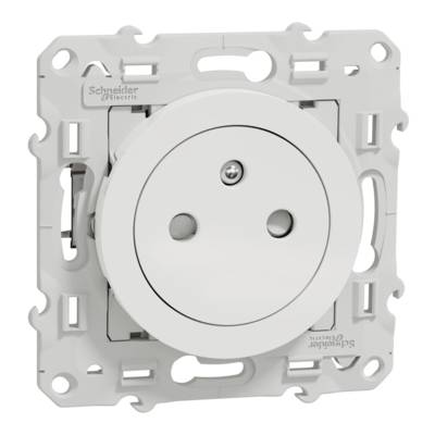 Prise de courant 2P+T affleurante griffes montées ODACE - blanc - Gedimat - SCHNEIDER ELECTRIC