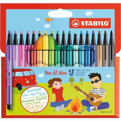Etui carton de 18 Feutres de Dessin PEN 68 MINI Pte ogive Moyenne 1 mm - STABILO