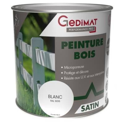 Peinture bois blanc RAL 9016 - pot de 0,5 litres - Gedimat