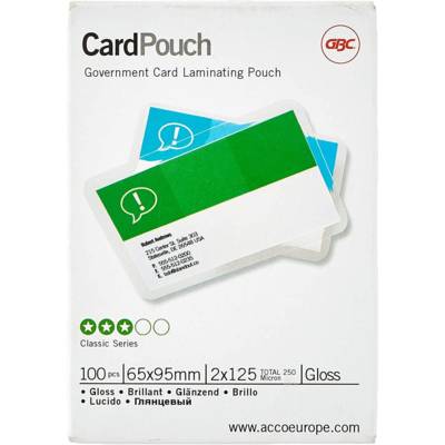 Lot 100 Pochettes plastification 60x90mm carte de visite brillant 2x125 microns