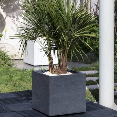 Jardinière carrée GRAPHIT - 39,5 x 39,5 x 43,5 cm - gris anthracite - Gedimat