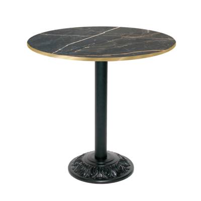 Table pied noir Ø70cm marbre samas chants laiton - intérieur - RestooTab