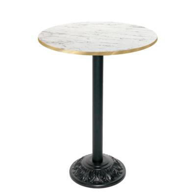 Mange-debout pied noir Ø70cm calacatta chants laiton - intérieur - RestooTab