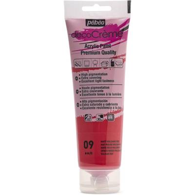 Tube 120ml Peinture Acrylique Décocrème Mat Rouge Volcanique - PÉBÉO
