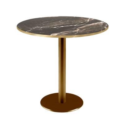 Table pied Doré Ø70cm marbre royal chants laiton - intérieur - RestooTab