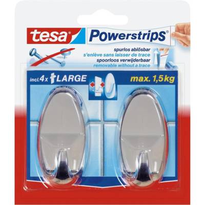 Pack 2 Crochets Powerstrips Ovales Larges Chrome 1,5 Kg