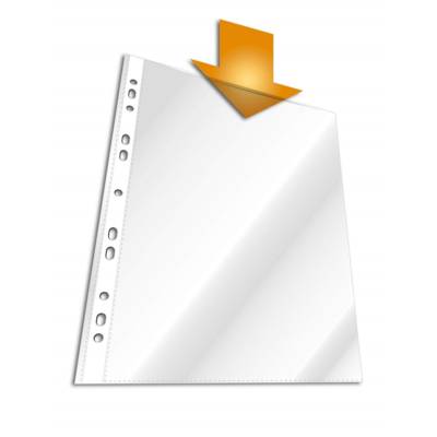 Paquet de 100 Pochettes perforées A4 PP 0,05 mm cristal Transparentes