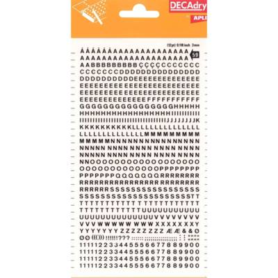 Lettres et Chiffres Transferts (1 Feuille) DD59F 3 mm Noir