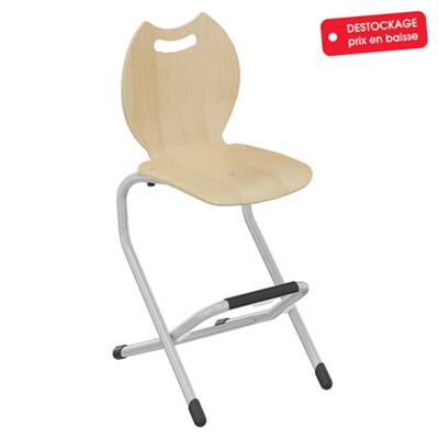 Chaise LILA coque Bandana bois Blueprotech® piètement acier époxy - H52 cm - Gris RAL 9006 - MOBIDECOR