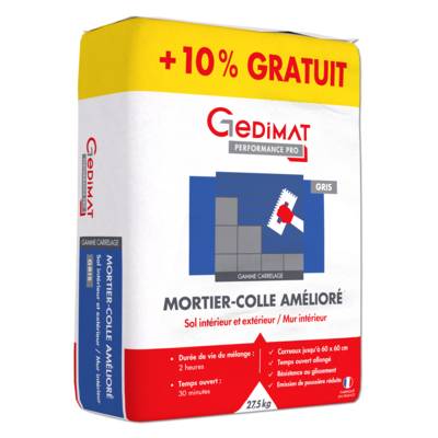 Mortier-colle amélioré - sac de 25kg + 10% gratuit - gris - GEDIMAT PERFORMANCE PRO - Gedimat