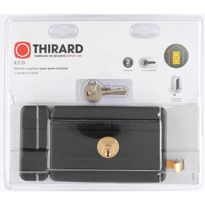 Serrure applique horizontale double cylindre 45mm tirage gauche 140mm - Gedimat - THIRARD