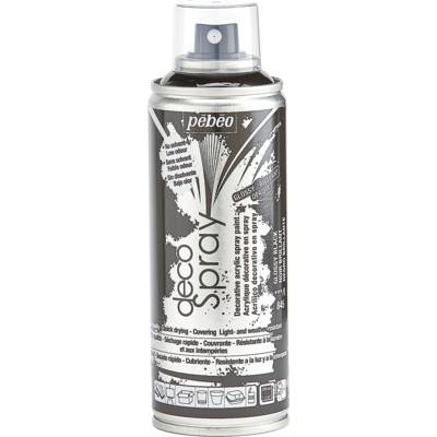 Aérosol 200ml Peinture DécoSpray brillant NOIR - PÉBÉO