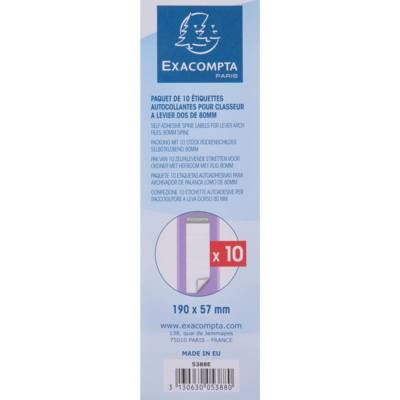 Paquet de 10 étiquettes adhésives dos de Classeur 80mm