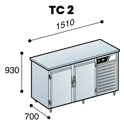 Saladette réfrigérée - Avec dosseret - TC2 - Actif