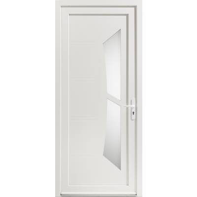 Porte d'entrée PVC blanc MILKY 1 vitrage opale feuilleté sablé - 215 x 90 cm - Gedimat - ZILTEN