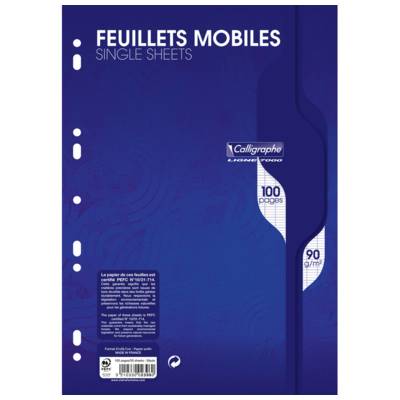 Pack 50 Feuillets mobiles (100 Pages)  21x29,7 100p séyès 90g blanc