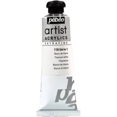 Tube 37 ml Peinture Artist Acrylics Extra fine BLANC TITANE - PÉBÉO