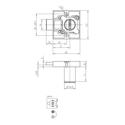 Serrure 1 point droite + 2 clés OJMAR - 385716.222NI - OJMAR SA