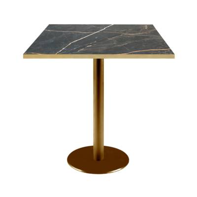 Table pied Doré 70x70cm marbre samas chants laiton - intérieur - RestooTab