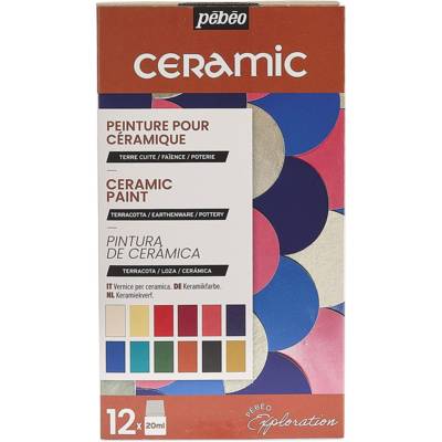 Set exploration peinture Ceramic Terre Cuite, Faïence - 12 Flacons de 20 ml