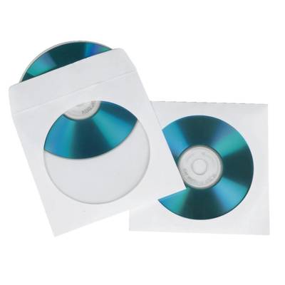 Paquet de 50 pochettes blanches en papier avec fenêtre pour CD/DVD - HAMA