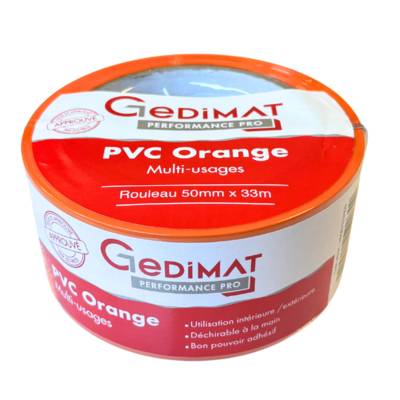 Adhésif PVC orange - 50 mm 33m - Gedimat - GEDIMAT PERFORMANCE PRO