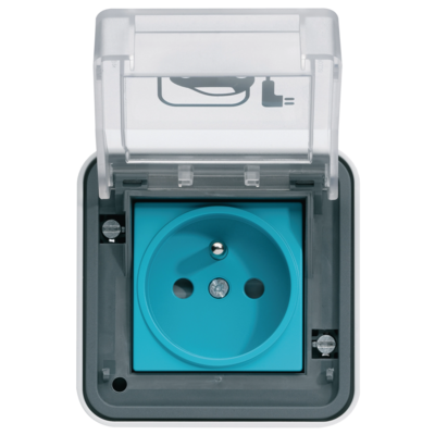 Witty prise 2P+T IP55, M2+, saillie, 3,7 kW, pour recharge véhicule électrique - HAGER - XEV080 - AURELEC