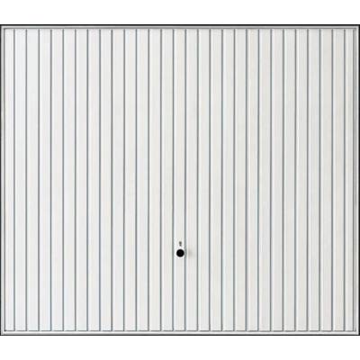 Porte de garage basculante débordante Europro 123 avec rails acier nervures verticales et barre d'écartement blanc RAL 9016 - Gedimat - TUBAUTO