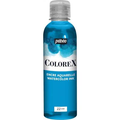 Flacon 250ml Encre COLOREX Aquarelle Rendu Velouté Bleu Cyan