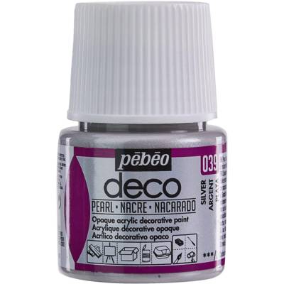 Flacon 45ml Peinture Deco Acrylique Nacrée ARGENT - PÉBÉO