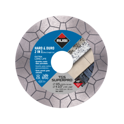 Disque diamant TGS 125 SUPERPRO - 2en1 Coupe et Meulage - 125 mm - RUBI - 40918 - Maxoutil