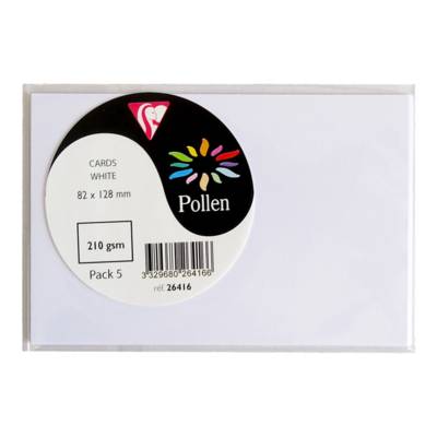 Sachet de 5 cartes Pollen 82x128 blanc - CLAIREFONTAINE