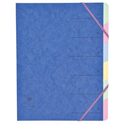 Trieur 6 onglets CL 7/10ème Dos extensible à élastiques Rubriques imprimées Coloris Aléatoire
