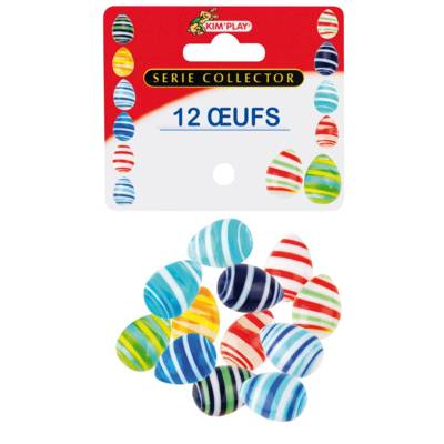 Sachet de 12 billes Oeufs collector en verre assortis