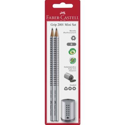 Kit de 2 crayons GRIP 2001 + 1 taille-crayon GRIP Mini Silver