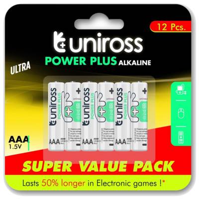 Pack de 12 Piles Alcalines AAA-LR03 Power Plus 1,5V