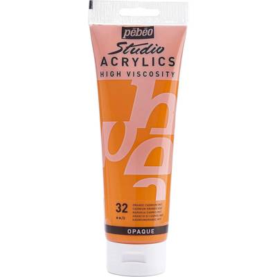 Tube 250ml Peinture Studio Acrylique Haute Viscosité Orange Cadmium - PÉBÉO