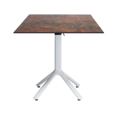 Table rabattable pied blanc 70x70cm underground rouille - terrasse - RestooTab