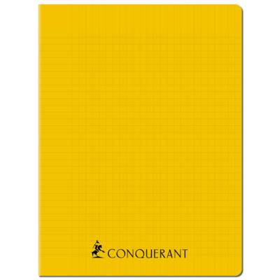 Cahier agrafé polypro 24X32 192P 70G grands carreaux jaune