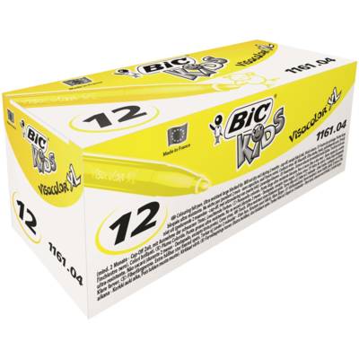 Boîte de 12 feutres de coloriage KIDS VISACOLOR XL Pte large Bloquée Jaune - BIC