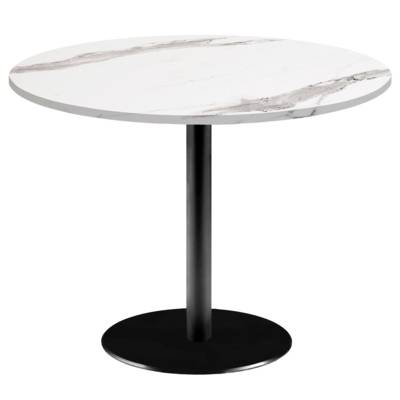 Table pied noir Ø120cm marbre blanc - intérieur - RestooTab