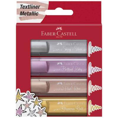 Surligneur TEXTLINER 1546 Metallic, étui de 4 couleurs assorties - Faber-Castell