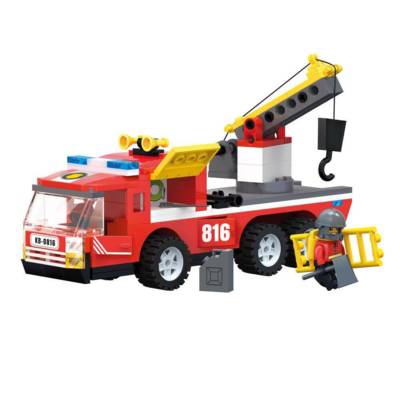 Jeu de Construction Véhicule de pompiers avec crochet de remorquage - BLOCKI