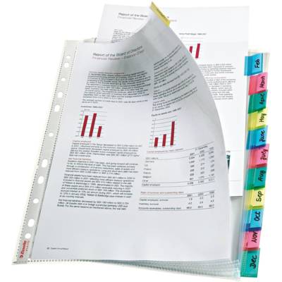 Jeu de pochettes intercalaires 12 positions à onglets PP 9/100e