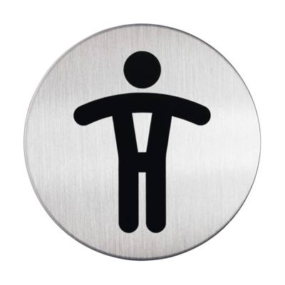 Pictogramme Adhésif "WC-Hommes" Diamètre 83 mm Argent
