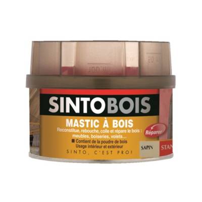 Mastic SINTOBOIS + Tube durcisseur SINTO SA - Sapin - Boite de 1 Litre - 23782