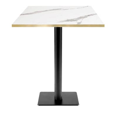 Mange-debout pied noir 70x70cm marbre blanc chant laiton - intérieur - RestooTab