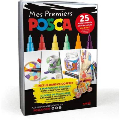 Coffret Mes Premiers 6 marqueurs Posca + 1 Livret - UNI-BALL