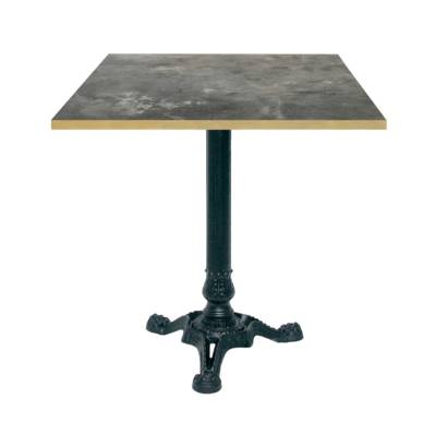 Table pied noir 70x70cm pierre metallisee chants laiton - intérieur - RestooTab