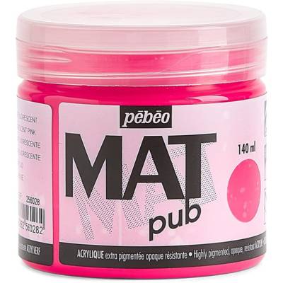 Pot 140ml Peinture Acrylique MAT pub Rose Fluo